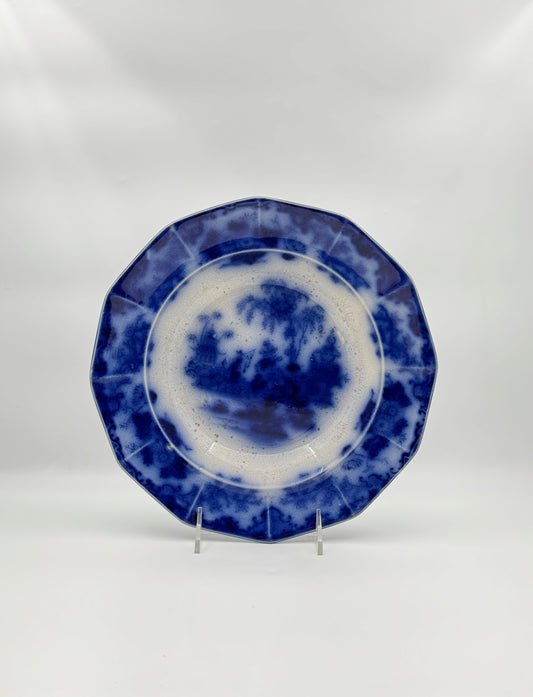 Antique Flow Blue Rimmed Bowl – “Scinde” by J. & G. Alcock, England c.1850