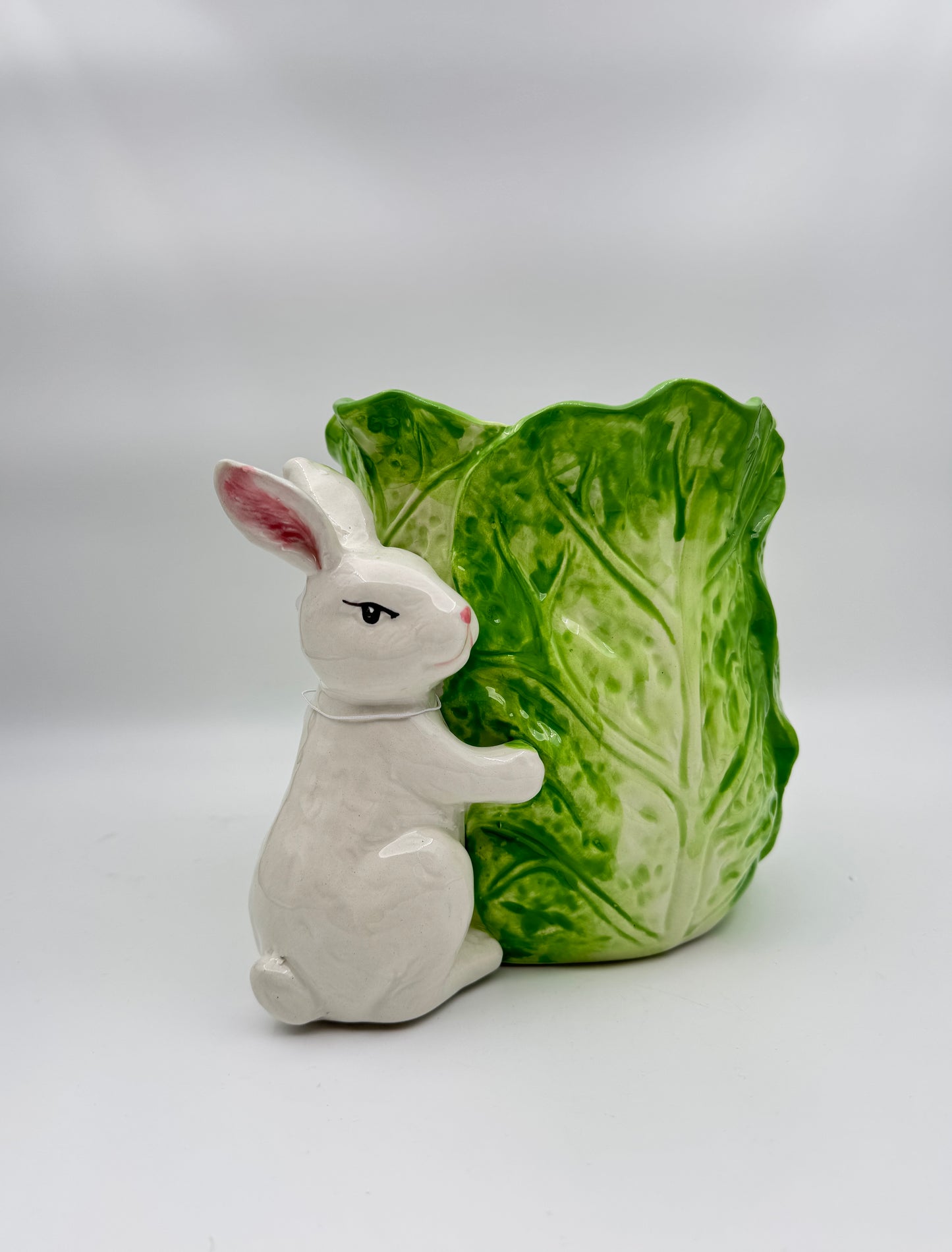 Raz Imports 2024 The Carrot Patch 9" Green Cabbage Container with Bunny – Charming Easter Decor