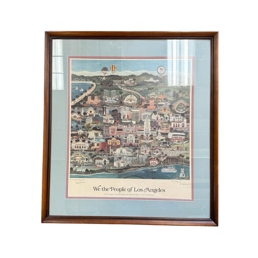 Los Angeles Bicentennial Framed Print Signed By Rita Schroeder
