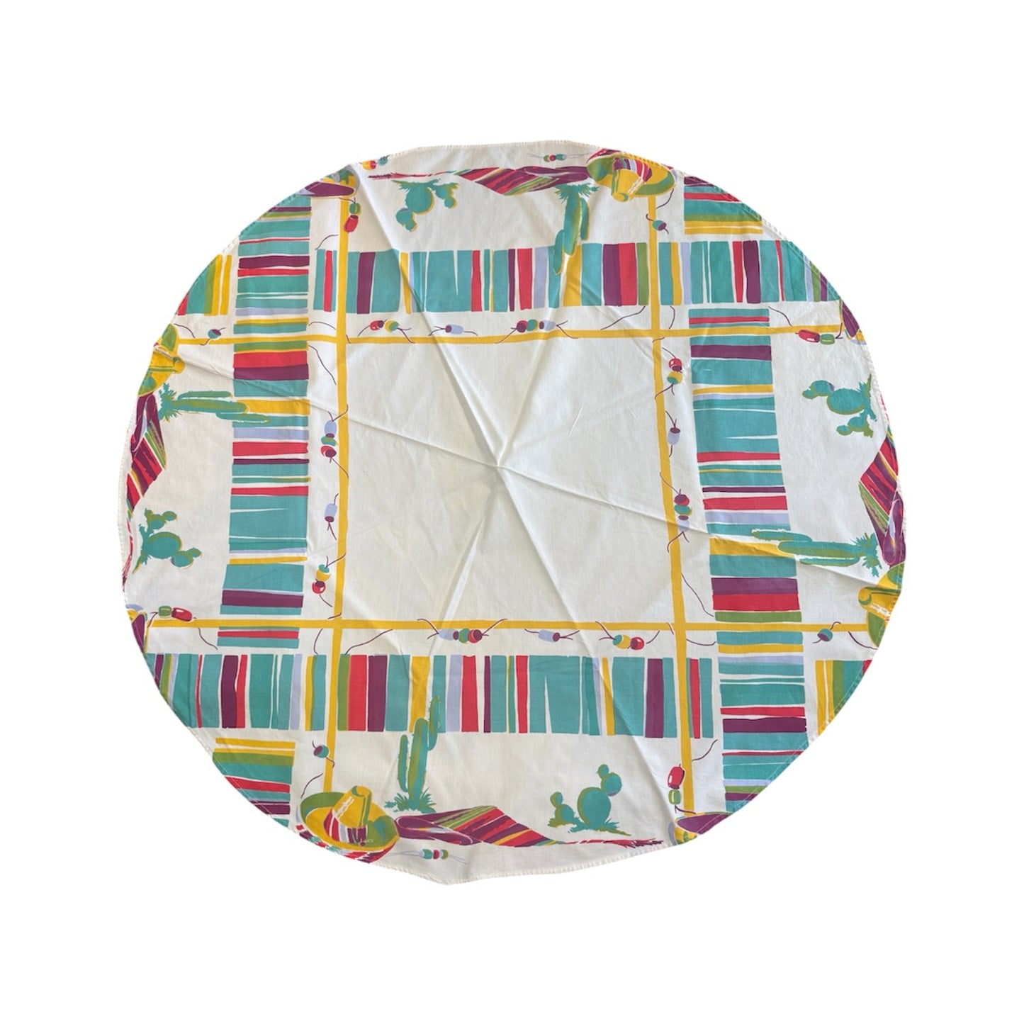 Vintage Midecentury Sombrero Round Tablecloth