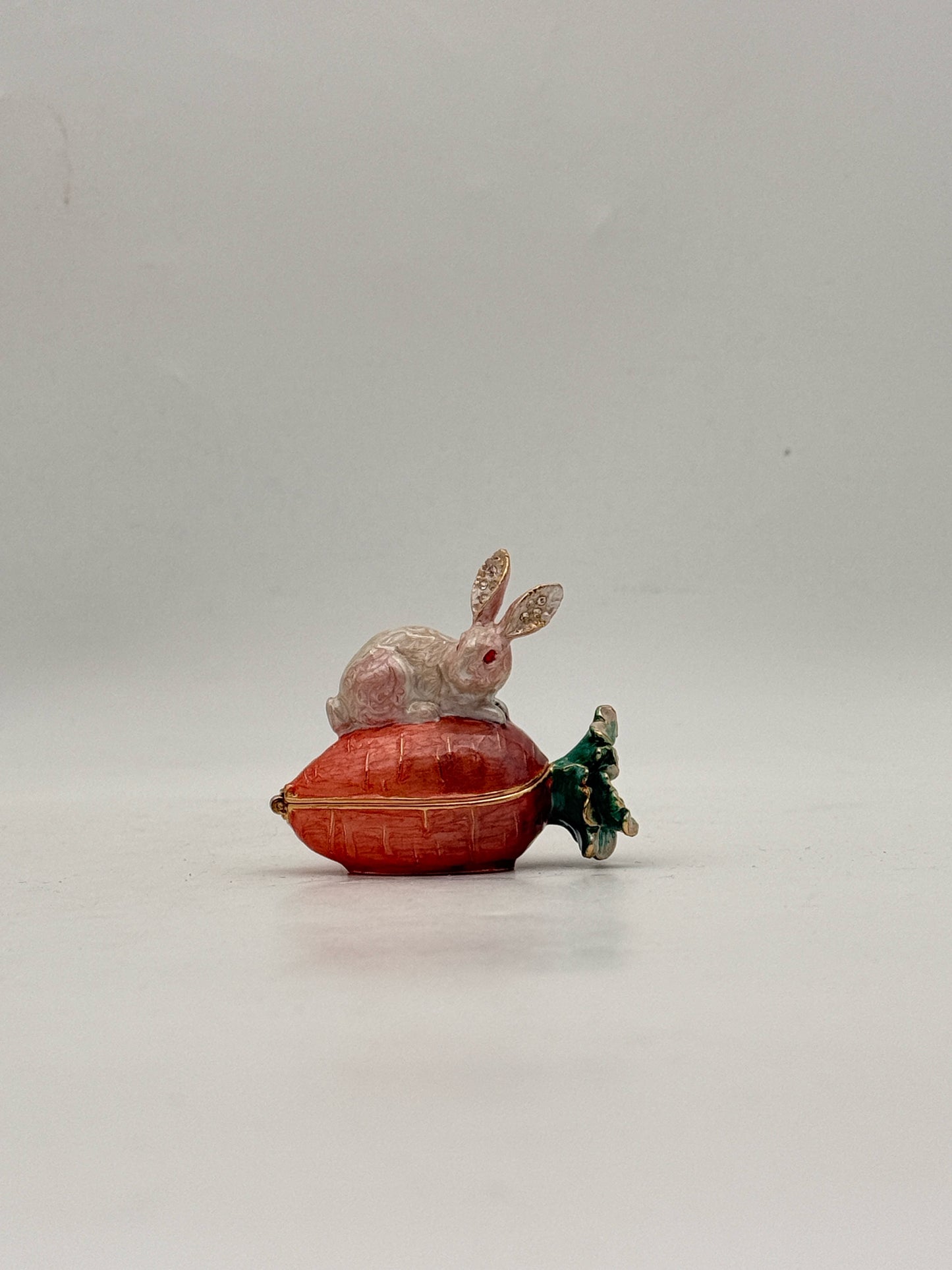 Enamel Bunny Rabbit On Carrot Miniature Box
