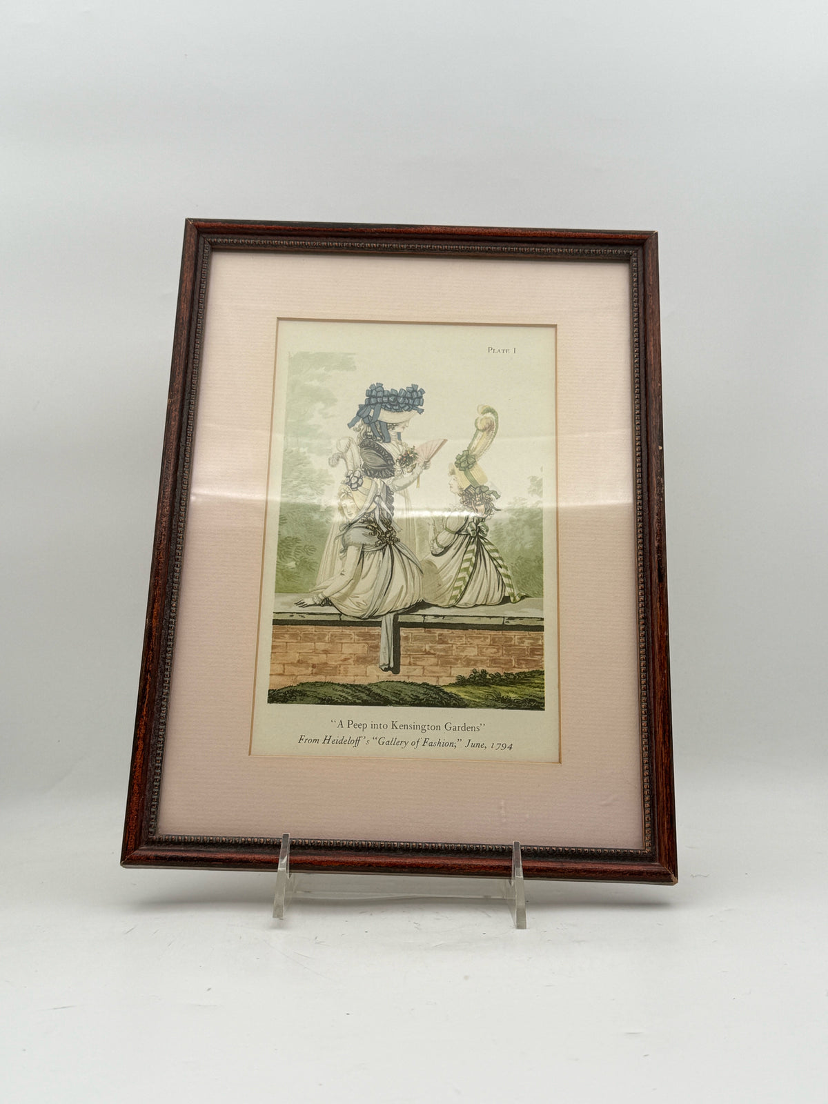 Framed Fashion Plate "A Peep Into Kensington Gardens"