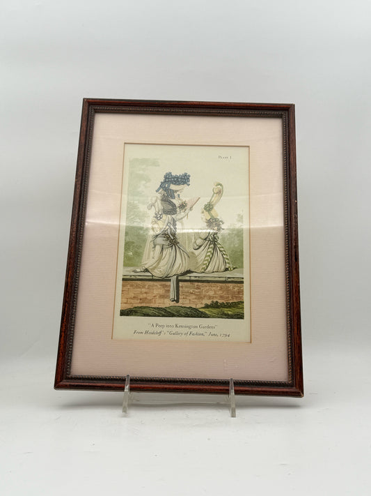 Framed Fashion Plate "A Peep Into Kensington Gardens"