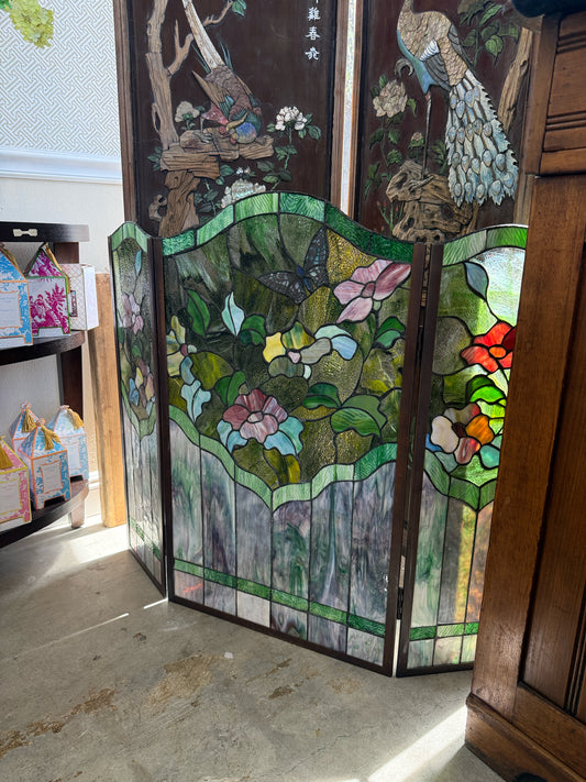 Tiffany Style Stained Glass Fireplace Screen