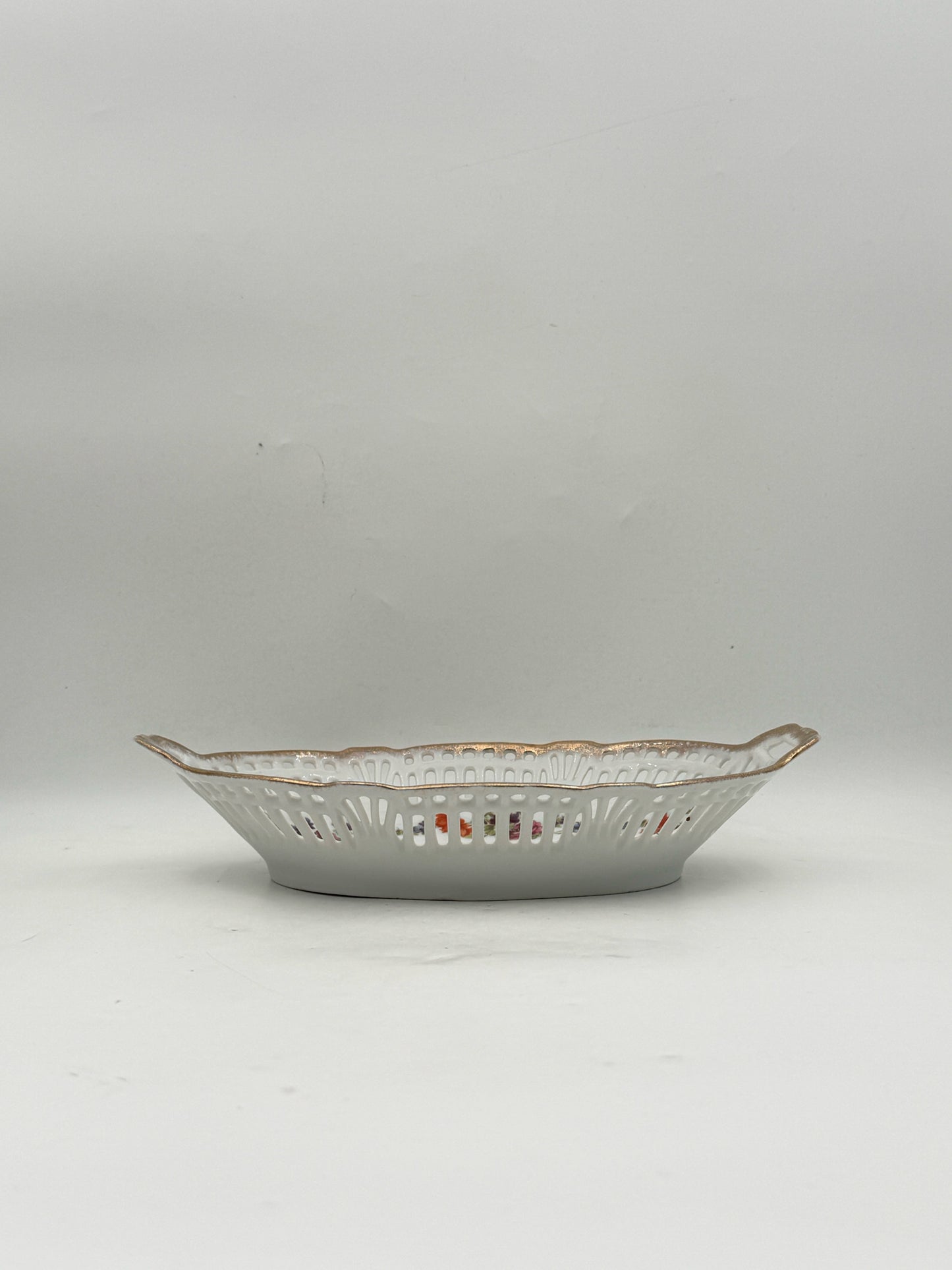 Vintage German Pierced Bowl With Floral Details