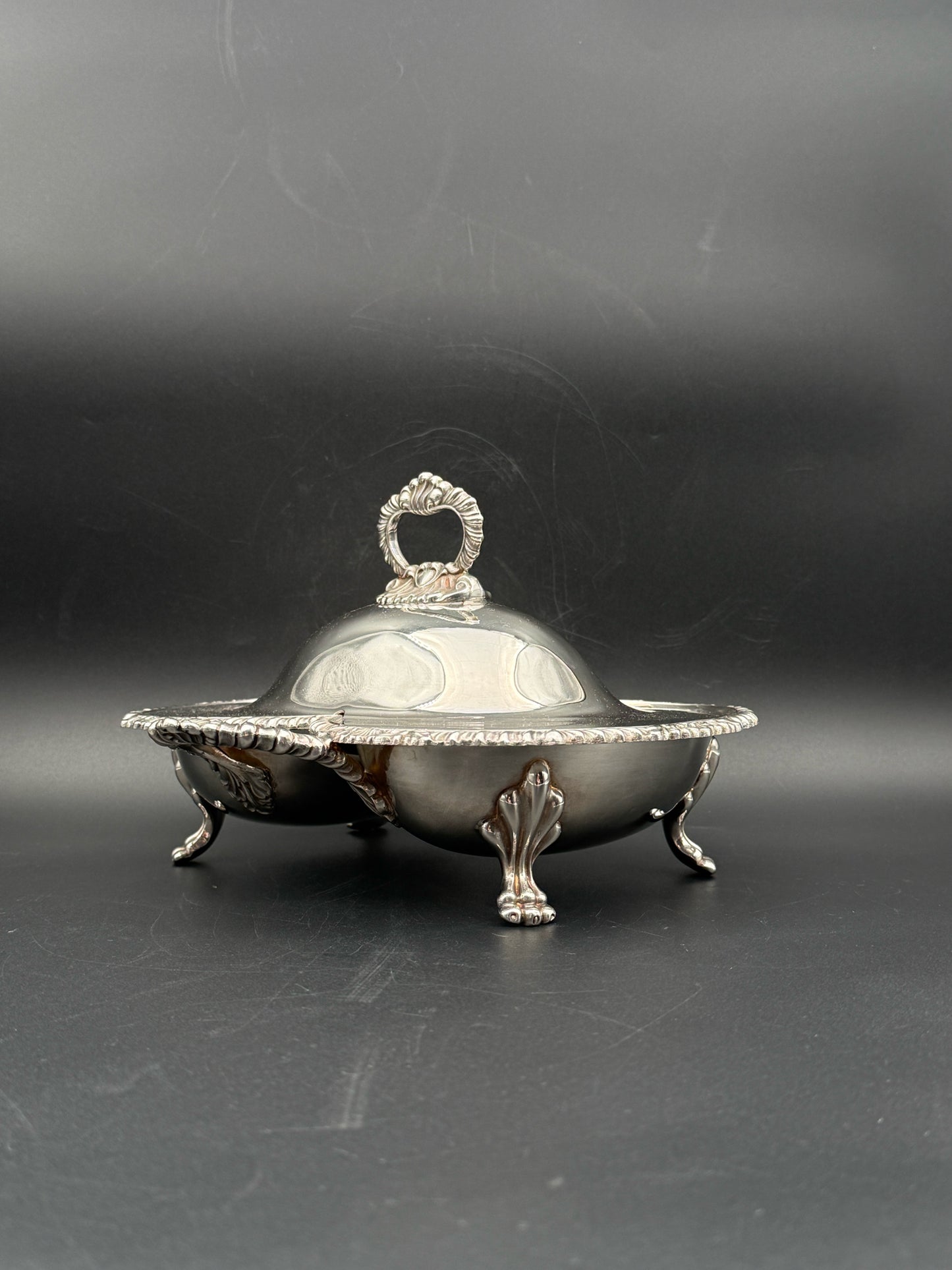Victorian Style Silverplate Footed Dual Server