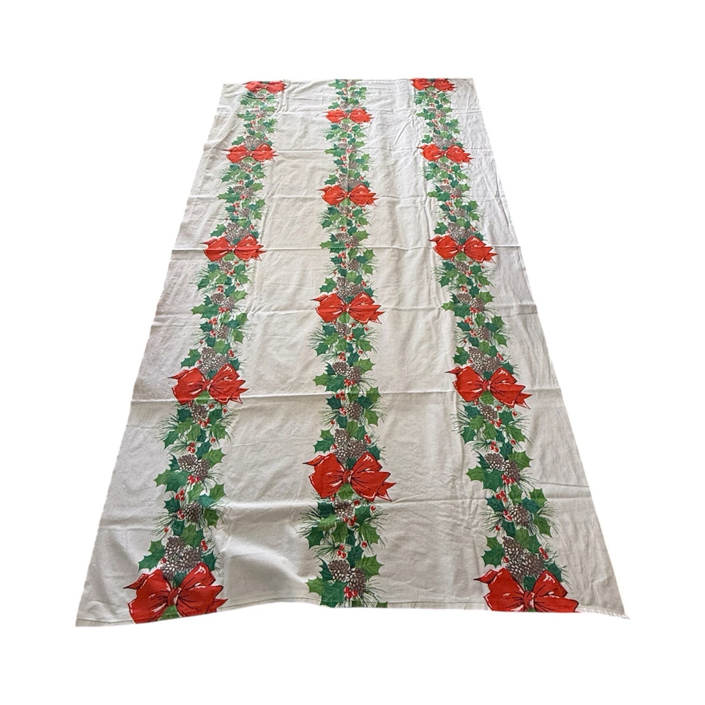 Vintage MCM Christmas Bows Tablecloth