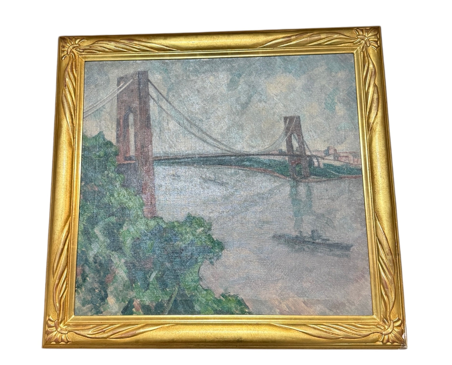 American School Treasure Island Bridge Painting – 20th Century Framed 