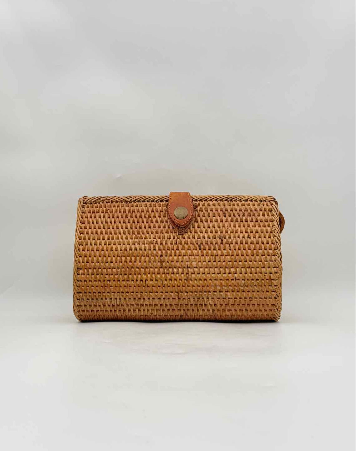 Natural Brown Rattan Convertible Clutch Crossbody Bag Handbag Purse