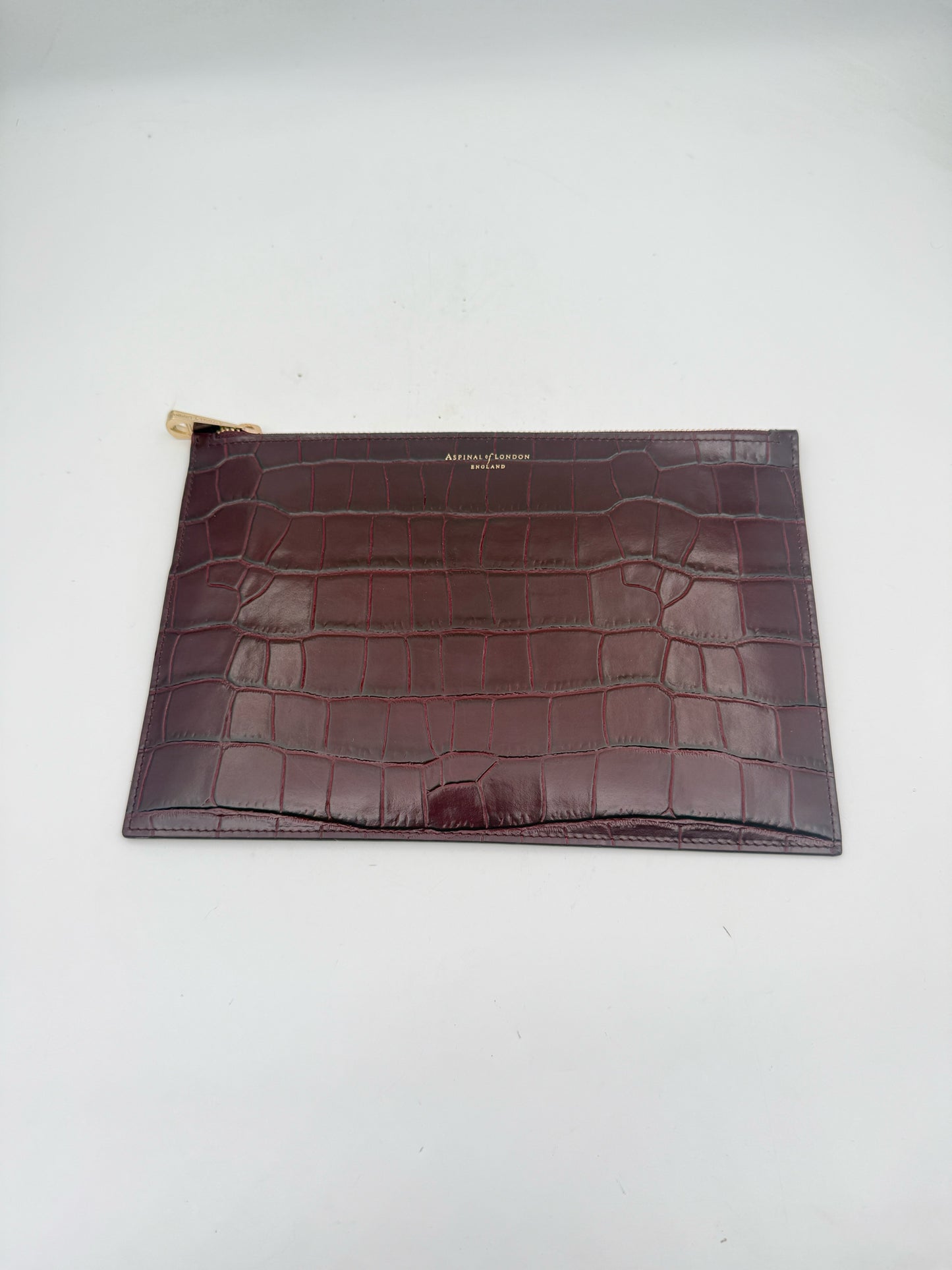 Aspinal Of London Croc Embossed Leather Clutch