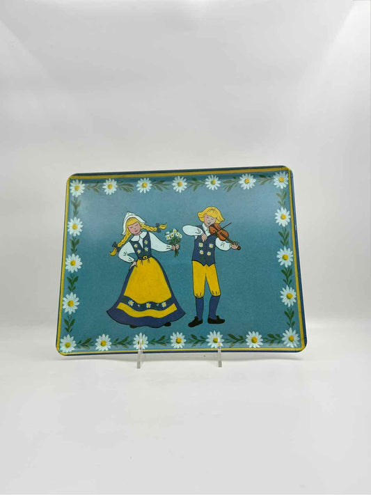 Vintage Melamine Tray With Swedish Children And White Daisies