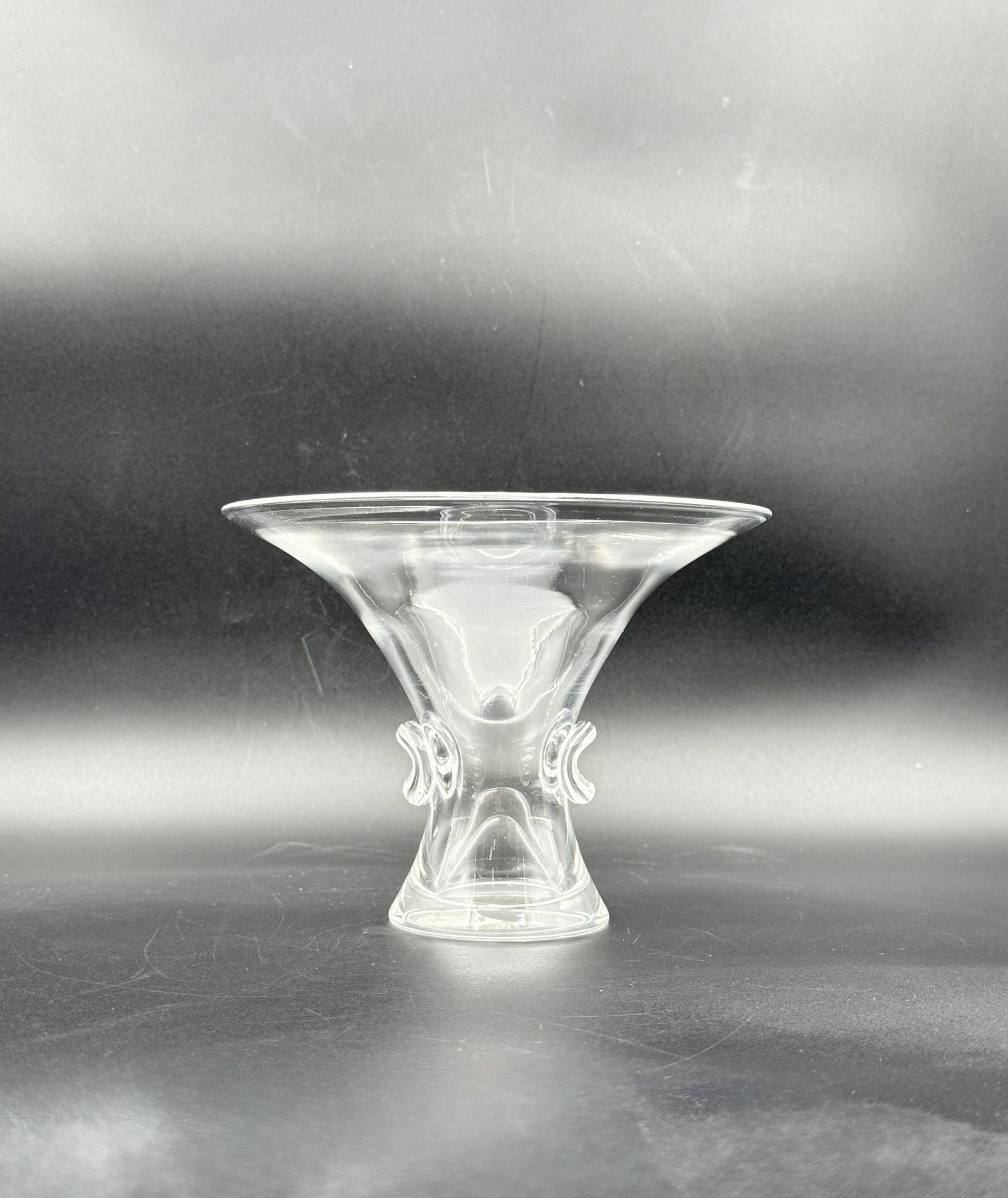 Steuben Crystal Compote Vase – Art Glass Pedestal Bowl Centerpiece