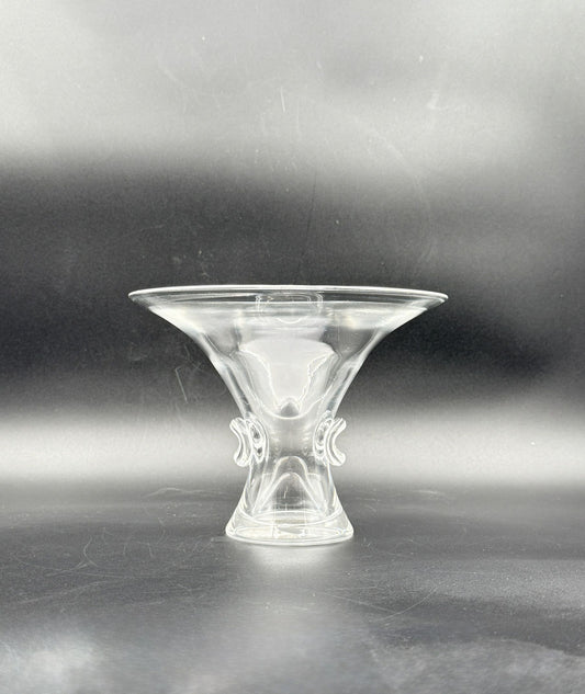 Steuben Crystal Compote Vase – Art Glass Pedestal Bowl Centerpiece