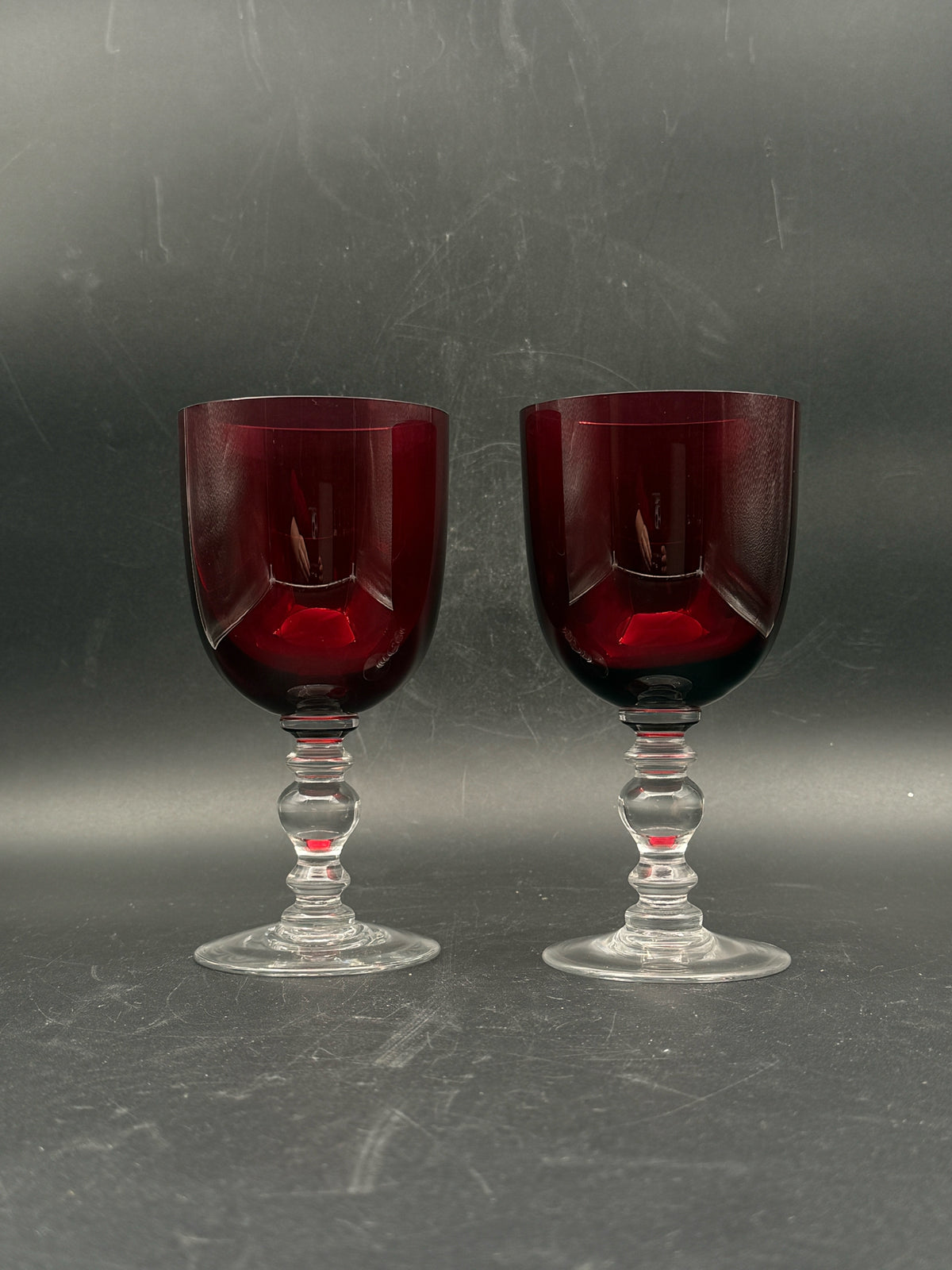 Pair Of William Yeoward Scarlett Wine Glasses