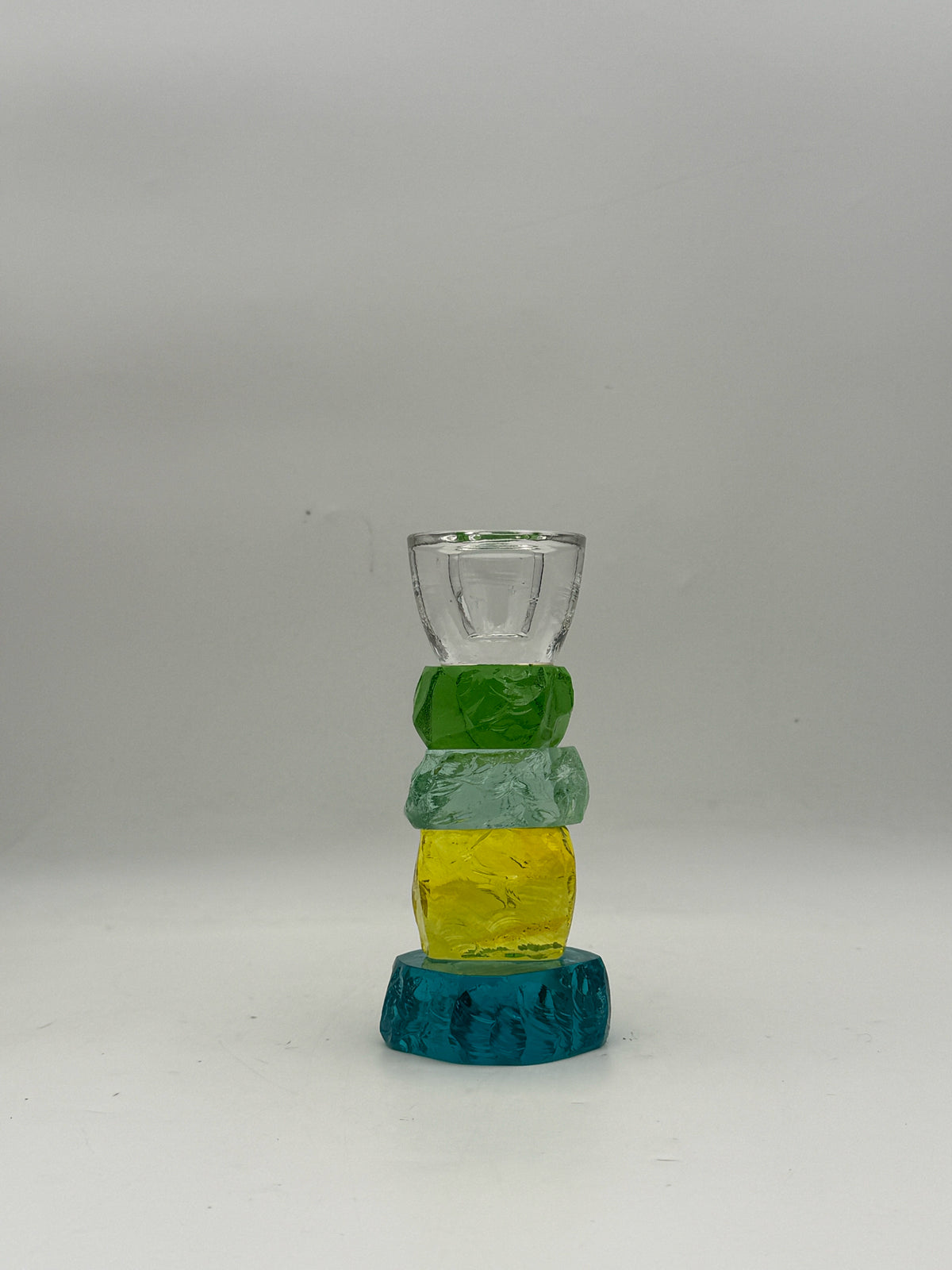 Pair Of Graduated Crystal Rock Candle Holders