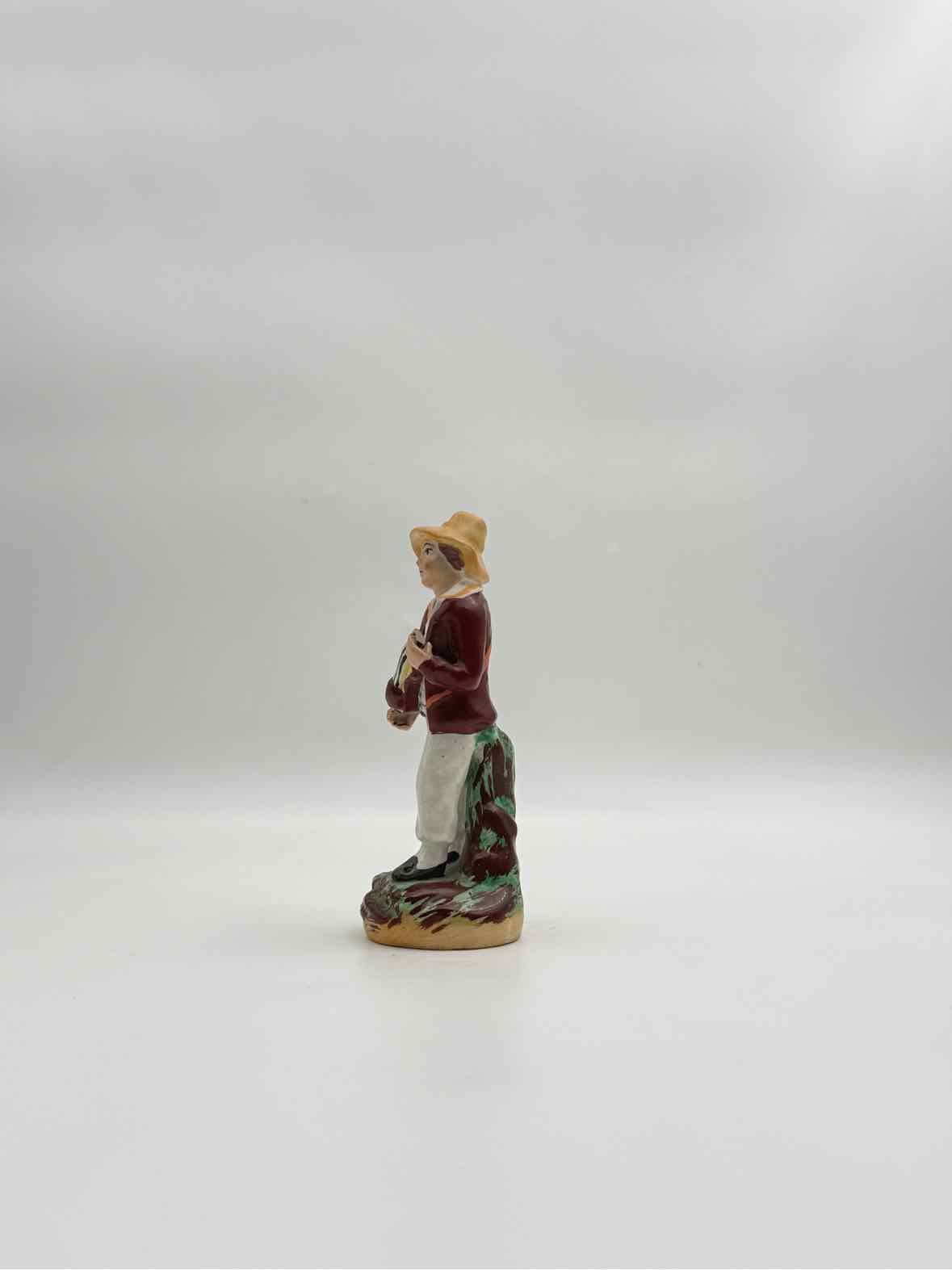 Antique 1880's English Peasant Playing Music Figurine