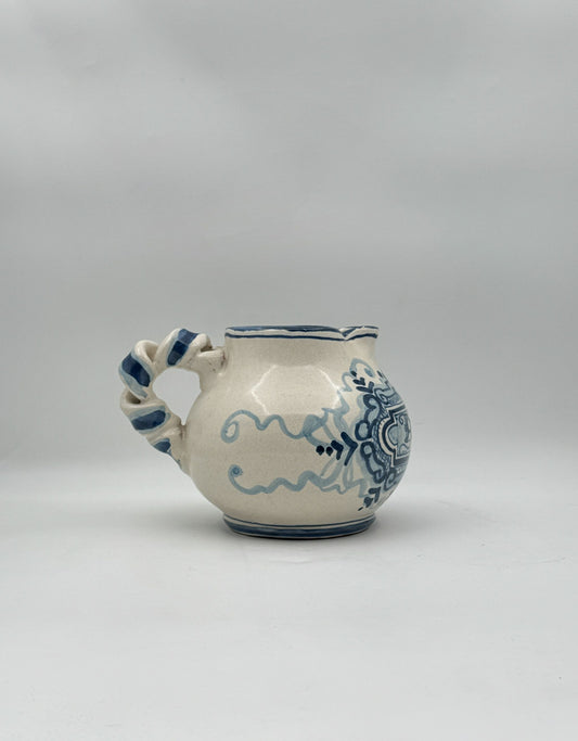 Italian Blue White Acqua Ceramic Water Pitcher Hand Painted