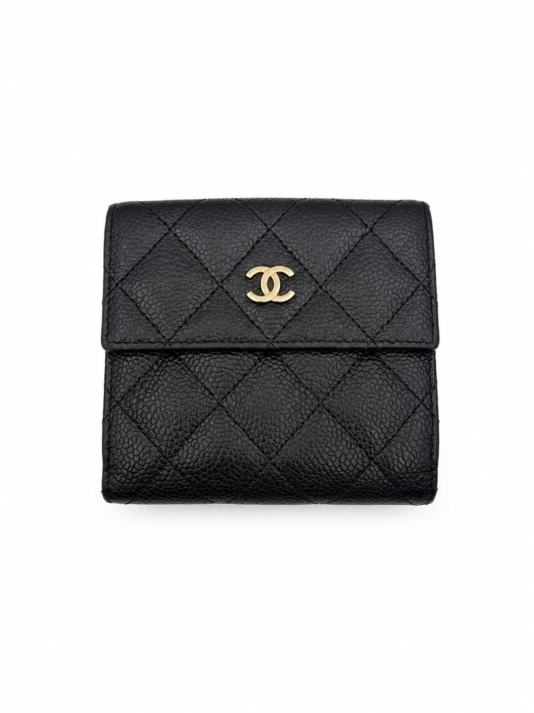 Chanel Black Caviar Leather Flap Wallet