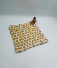Gold Woven Potholder With Leather Loop