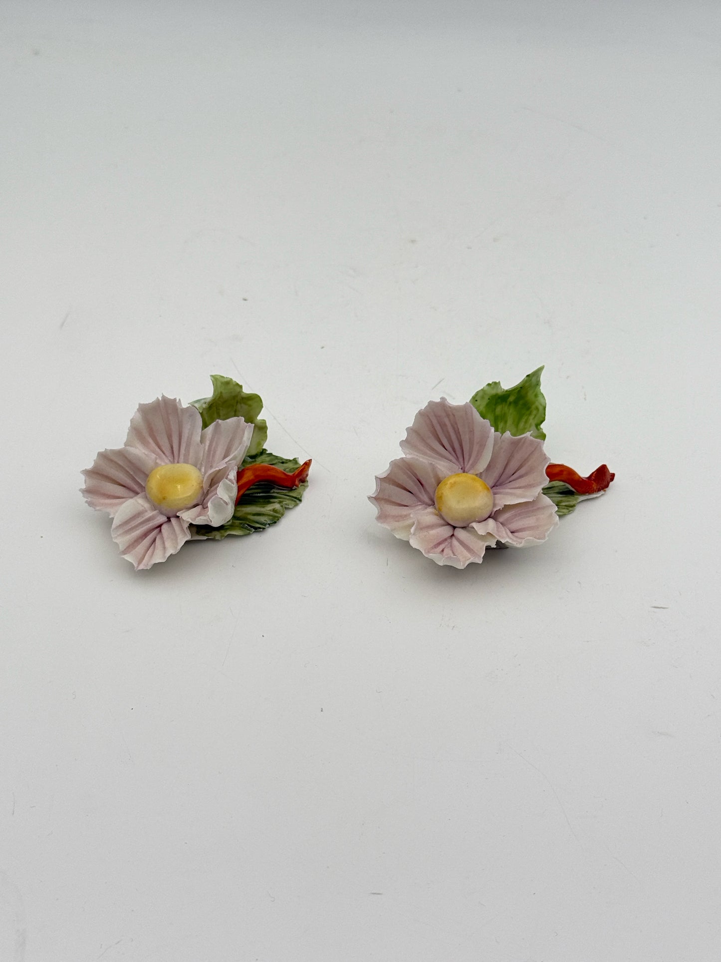 Vintage Capidimonte Handpainted Flower Placecard Holders- Set Of 16