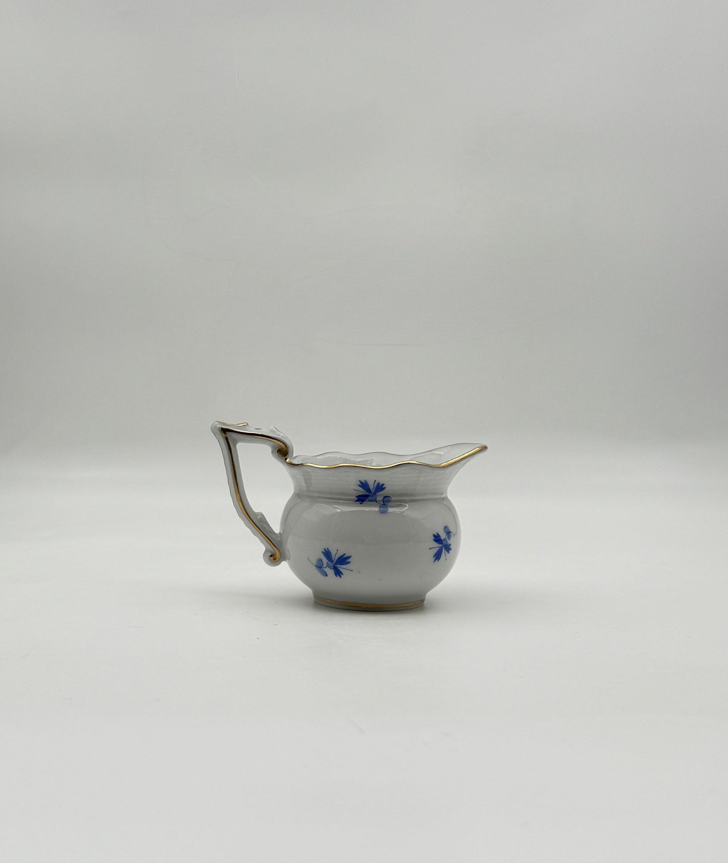 Herend Mini Creamer Hand-Painted Blue Floral with Gold Trim