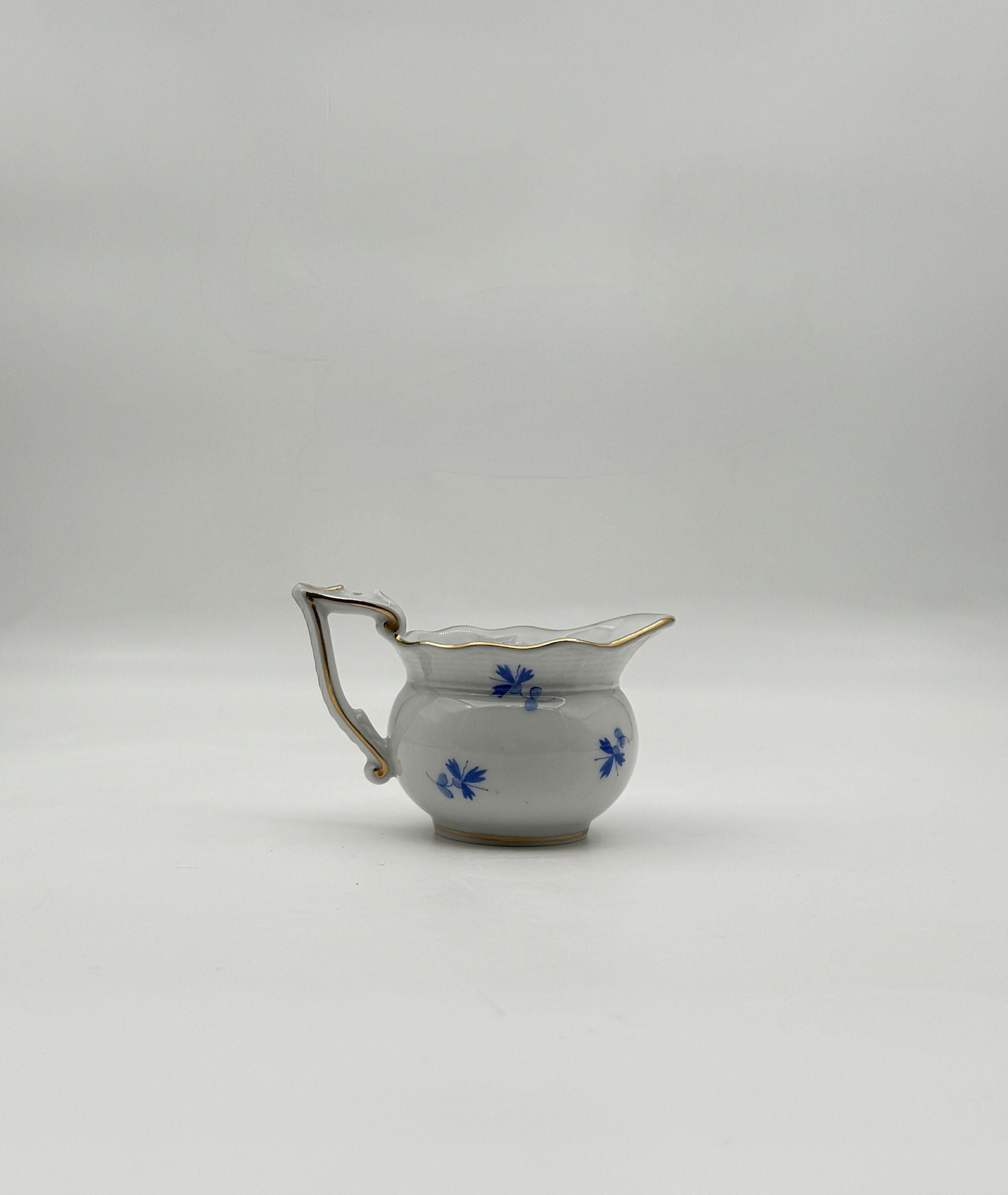 Herend Mini Creamer Hand-Painted Blue Floral with Gold Trim