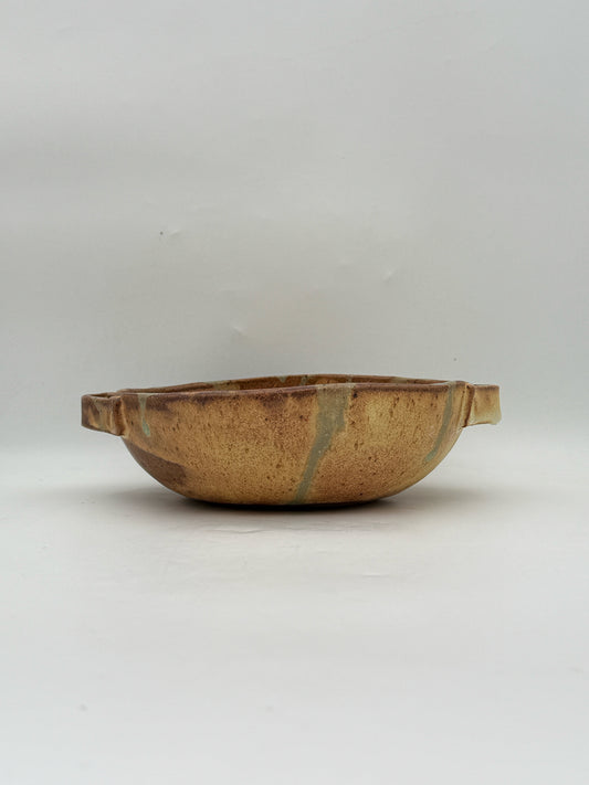 Signed Blue And Yellow Glaze Ceramic Bowl