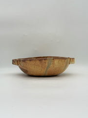 Signed Blue And Yellow Glaze Ceramic Bowl