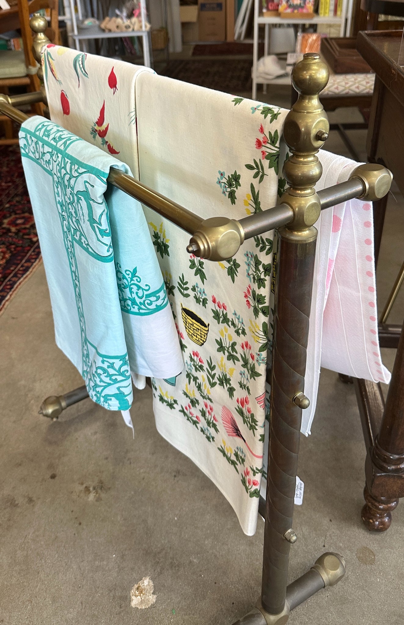 CS - Vintage Brass Blanket Stand 26"W x 36"H x 12"D