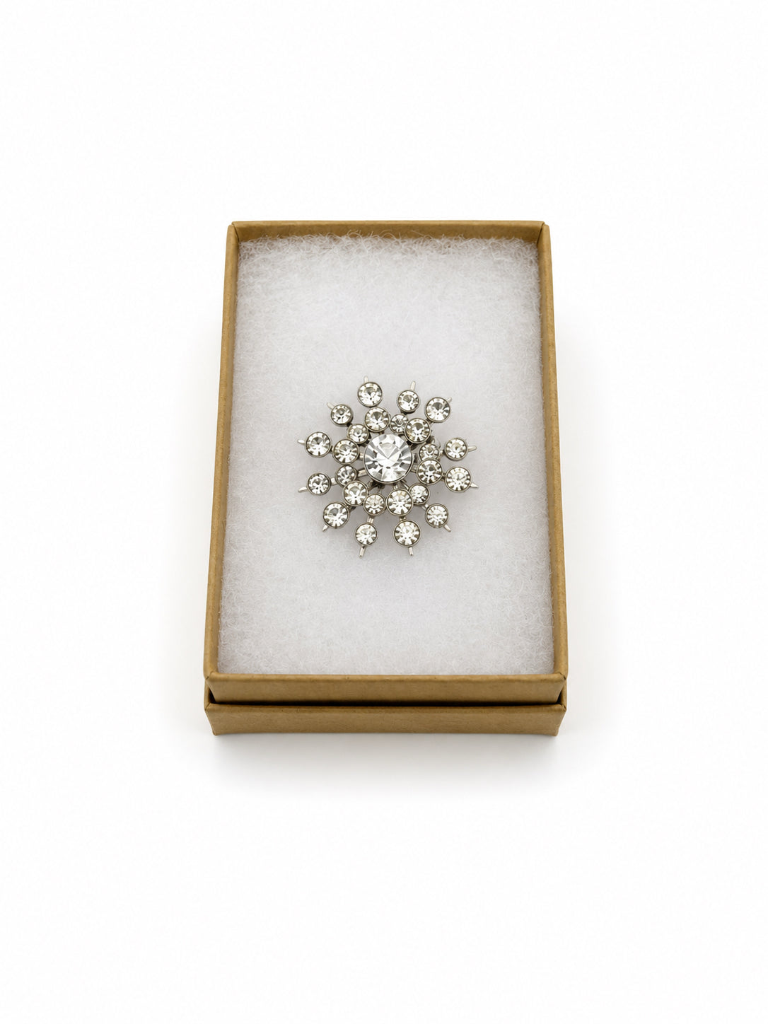 Vintage Starburst Brooch With Clear Stones