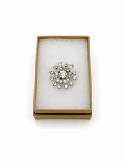 Vintage Starburst Brooch With Clear Stones