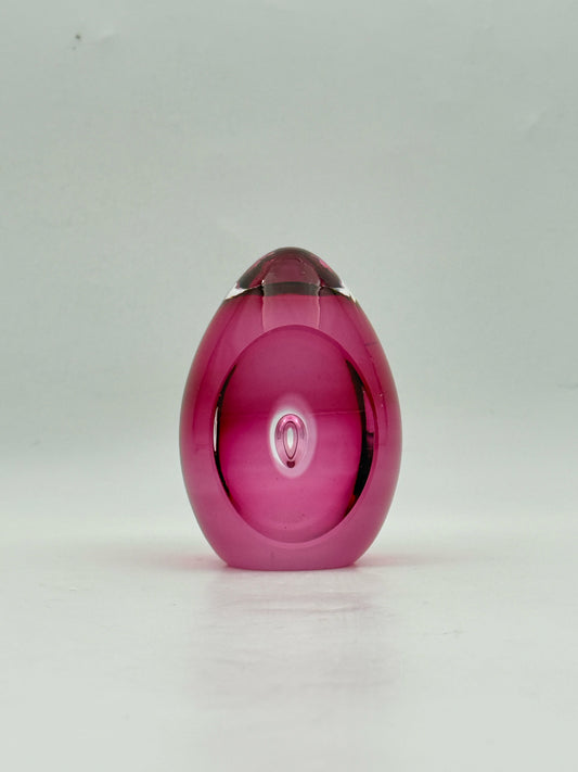 Kosta Pink Art Glass Paperweight Signed M. Schilot