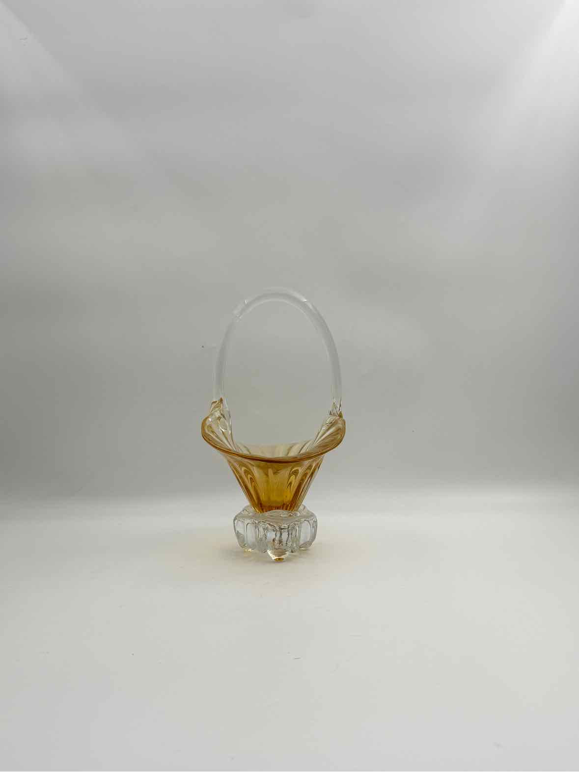 Vintage Yellow Glass Basket
