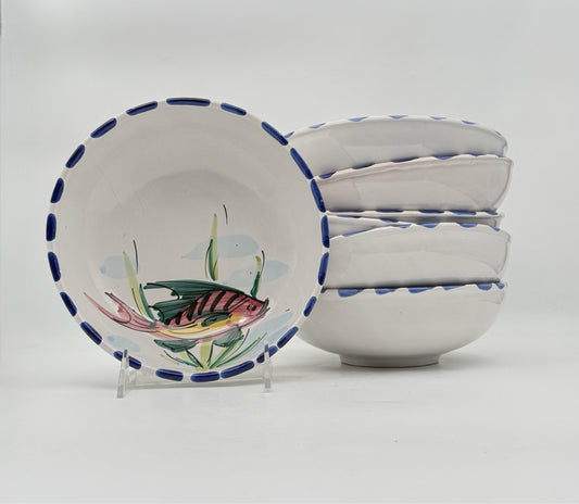 Vietri Al Mare  Handpainted Fish Bowls Made In Italy- Set Of 7