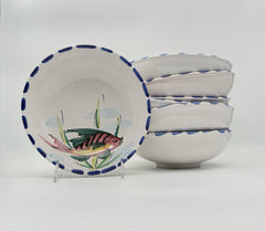 Vietri Al Mare  Handpainted Fish Bowls Made In Italy- Set Of 7