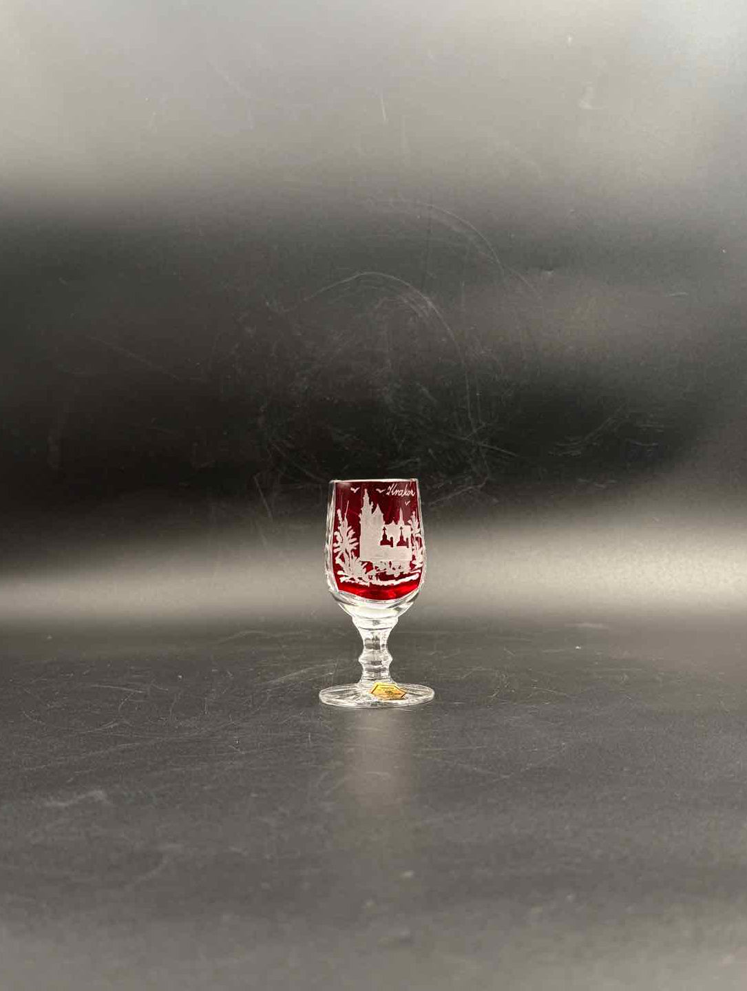 Vintage Handcut Krakow Poland Red Sherry Glasses Set of 6