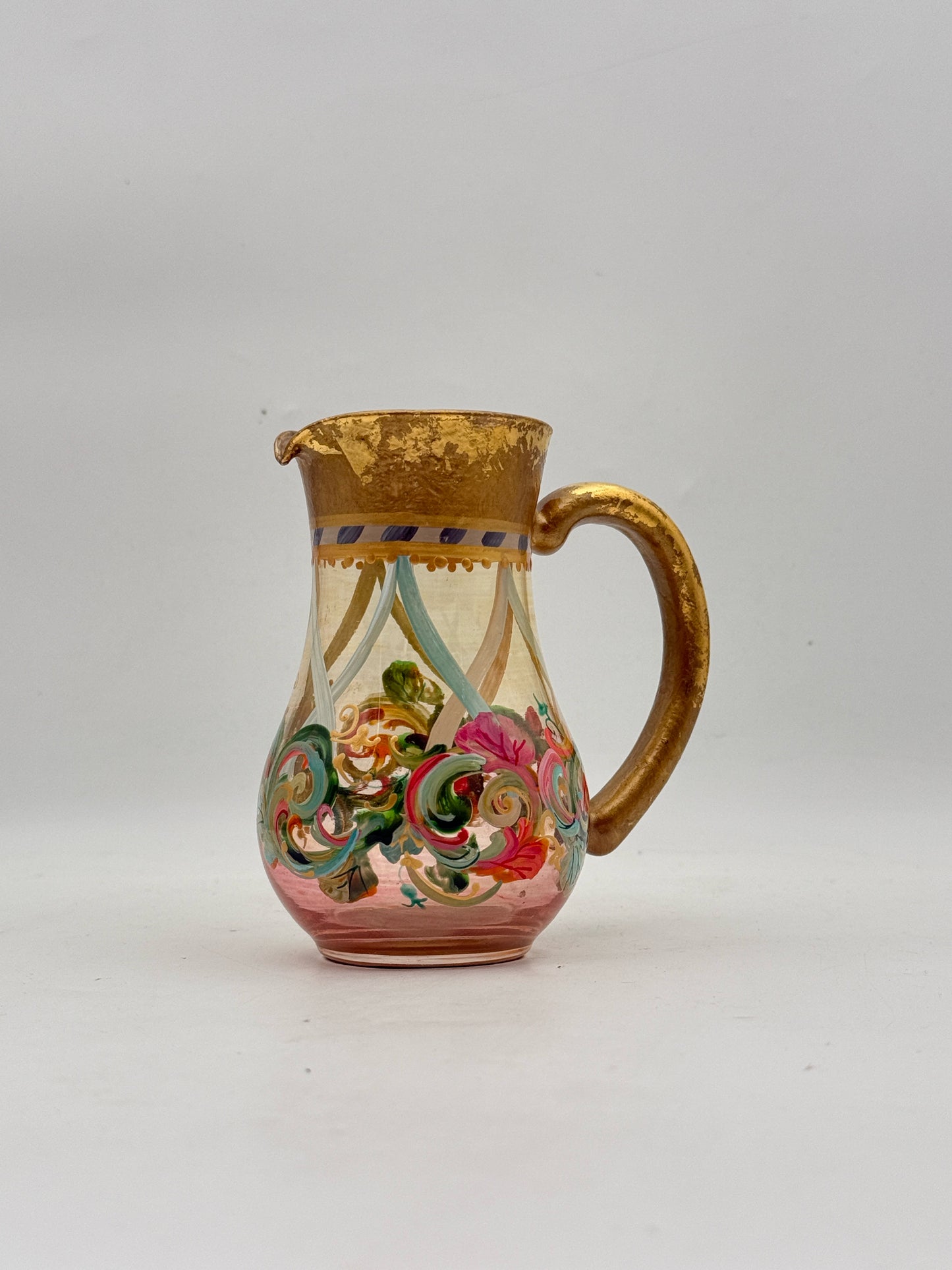 Handpainted Small Glass Pitcher- Signed By Diana Gaikazova