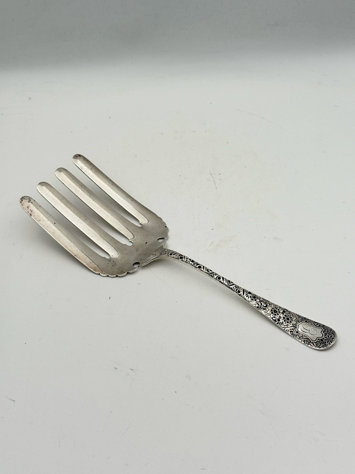 Antique Sterling Silver  "B" Monogram Meat Fork