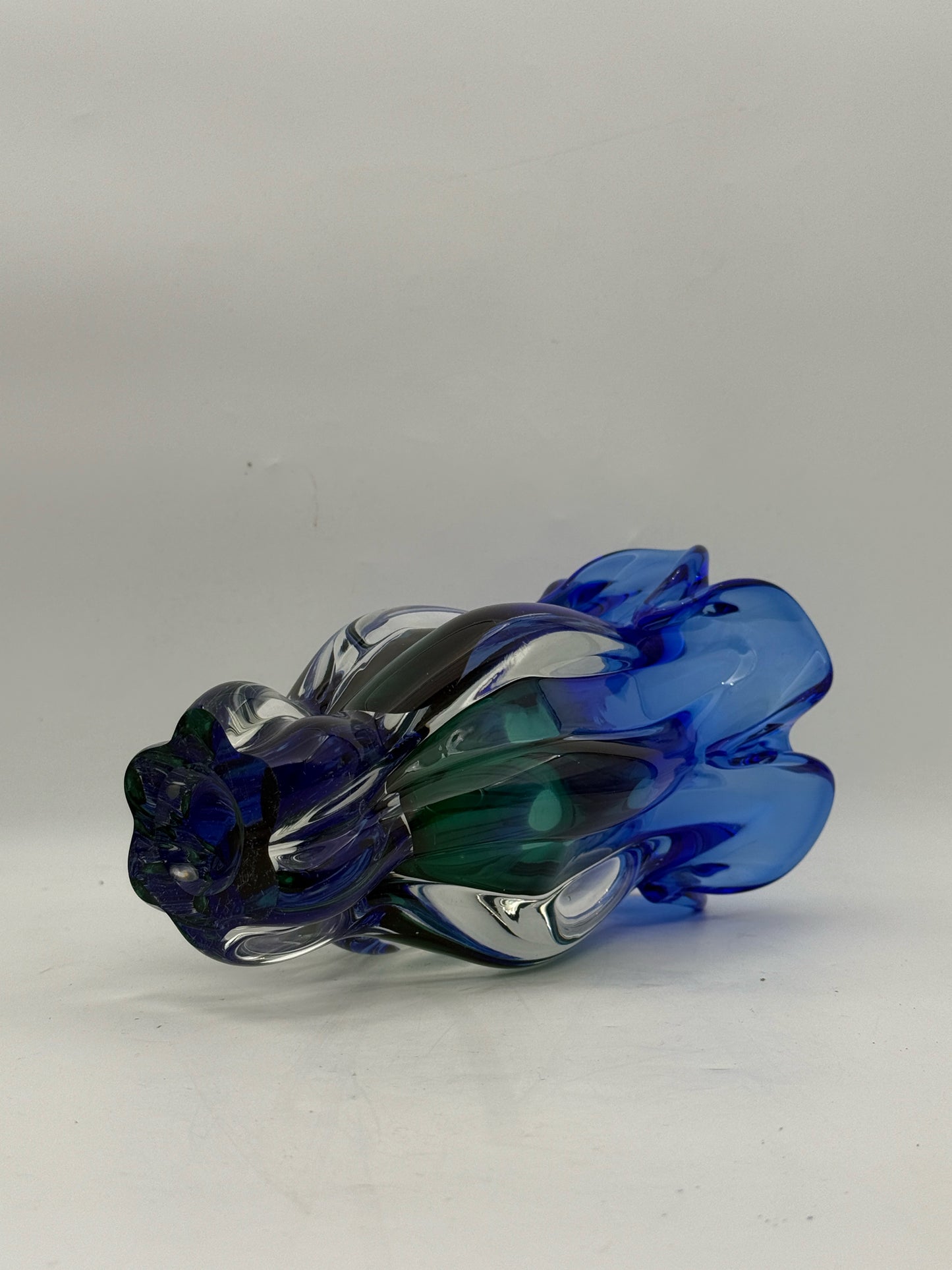 Handblown Green And Blue Glass Vase