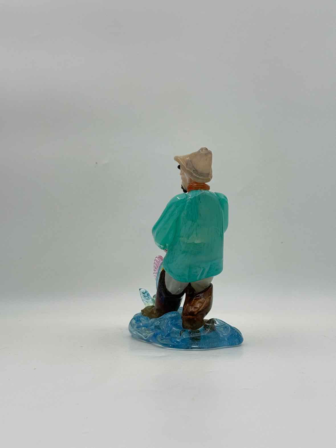 Czechoslovakia Art Glass Fisherman Figurine