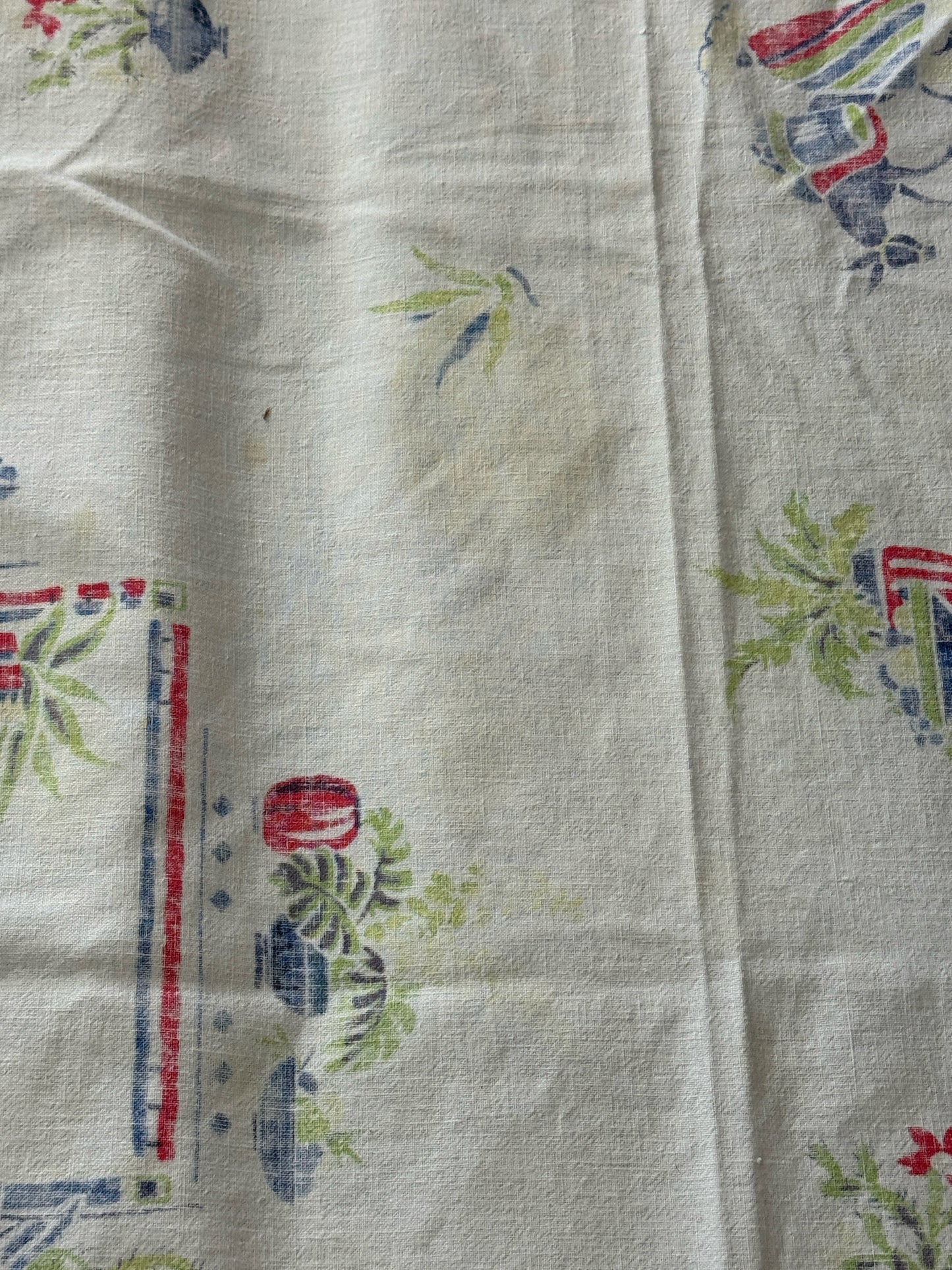 Vintage MCM Burros And Sombreros Tablecloth