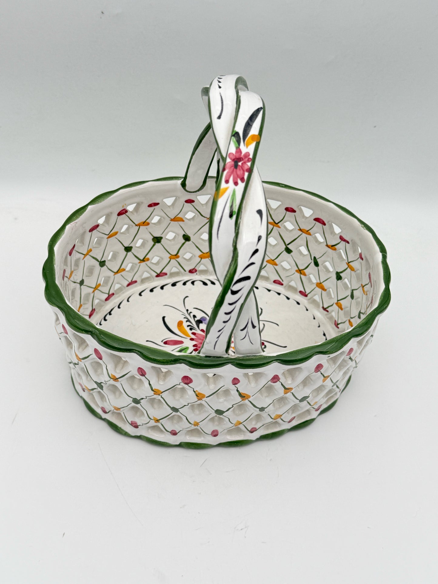 Handpainted Ceramic Pierced Basket