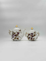 19th Century Charles Field Haviland Teapot And Sugar w/2 cookie plates