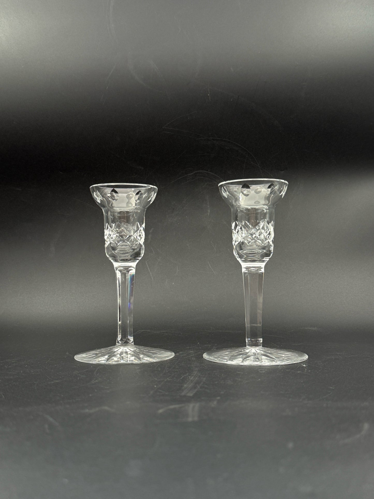 Waterford Lismore Pair Of Crystal Candle Holders