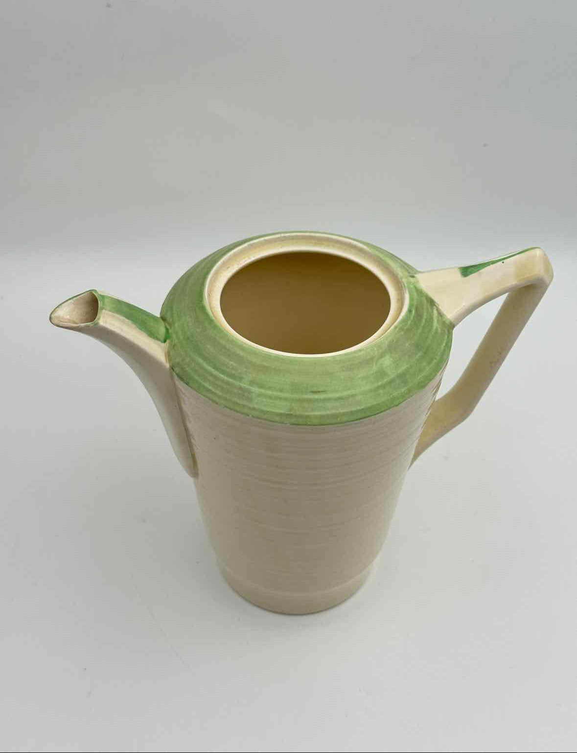 Vintage 1930s Crown Ducal England Teapot Light Green with Floral Lid