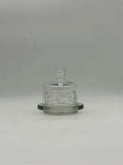 Vintage Glass Butter Cloche With Leaf Design