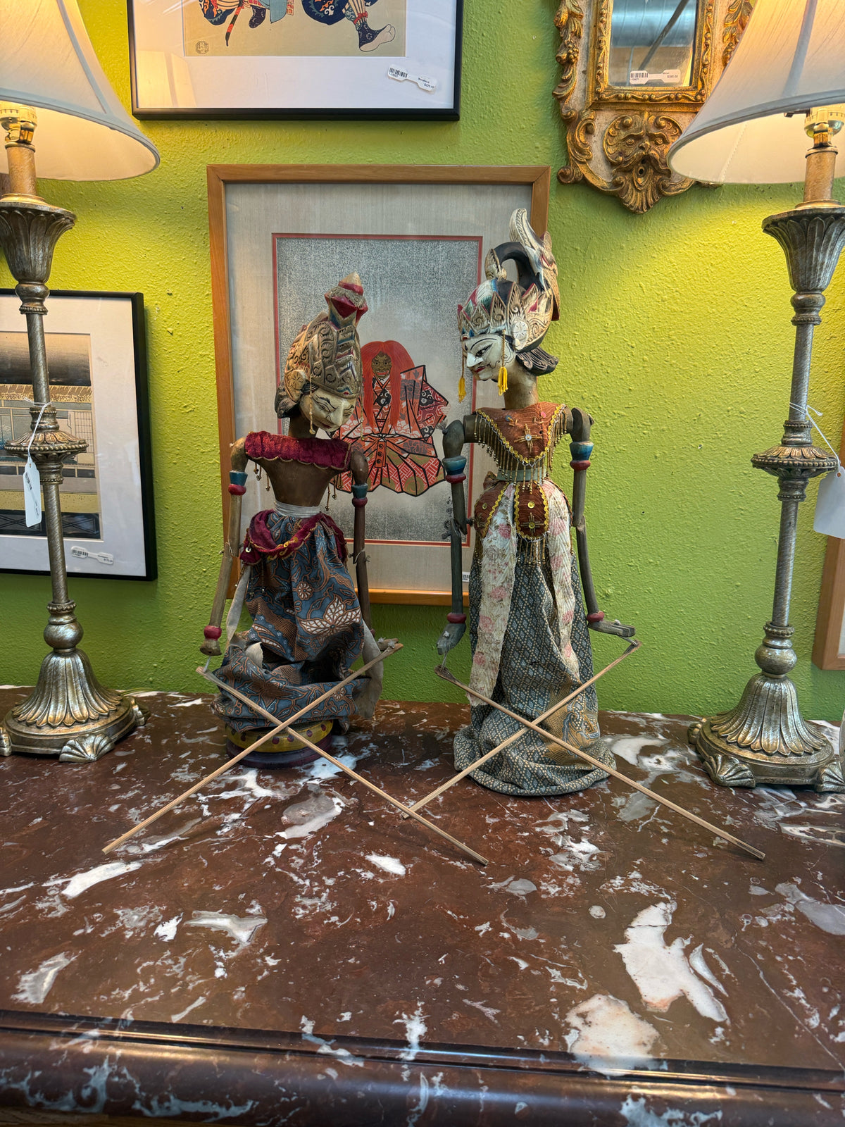 Pair of Indonesian West Javanese Wayang Golek Rod Puppets