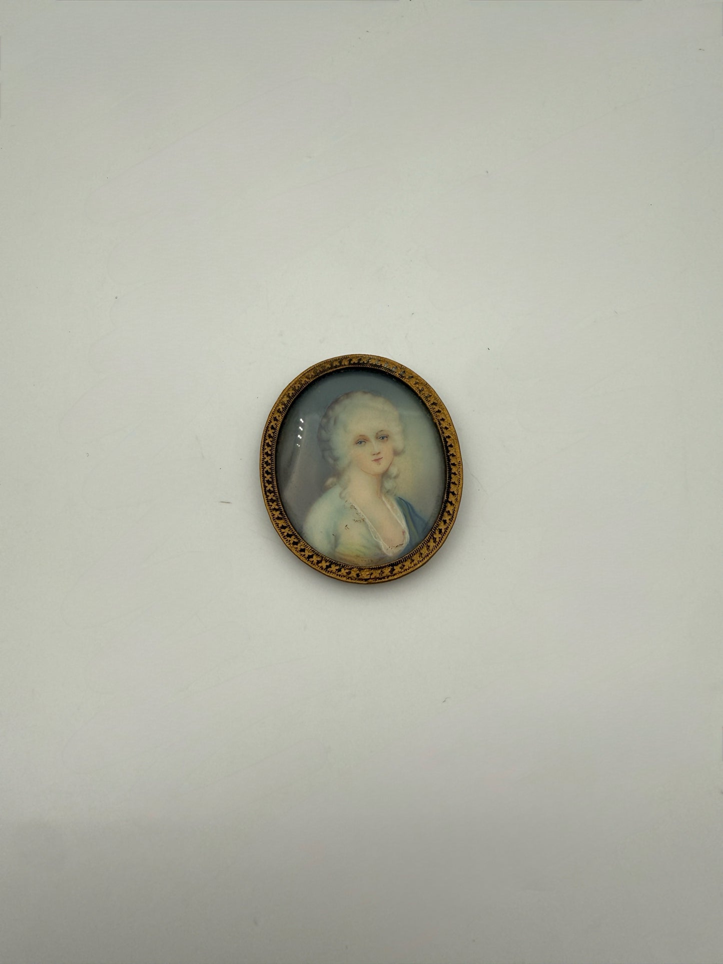 Rococo Style Portrait Of A Lady In A Brass Frame
