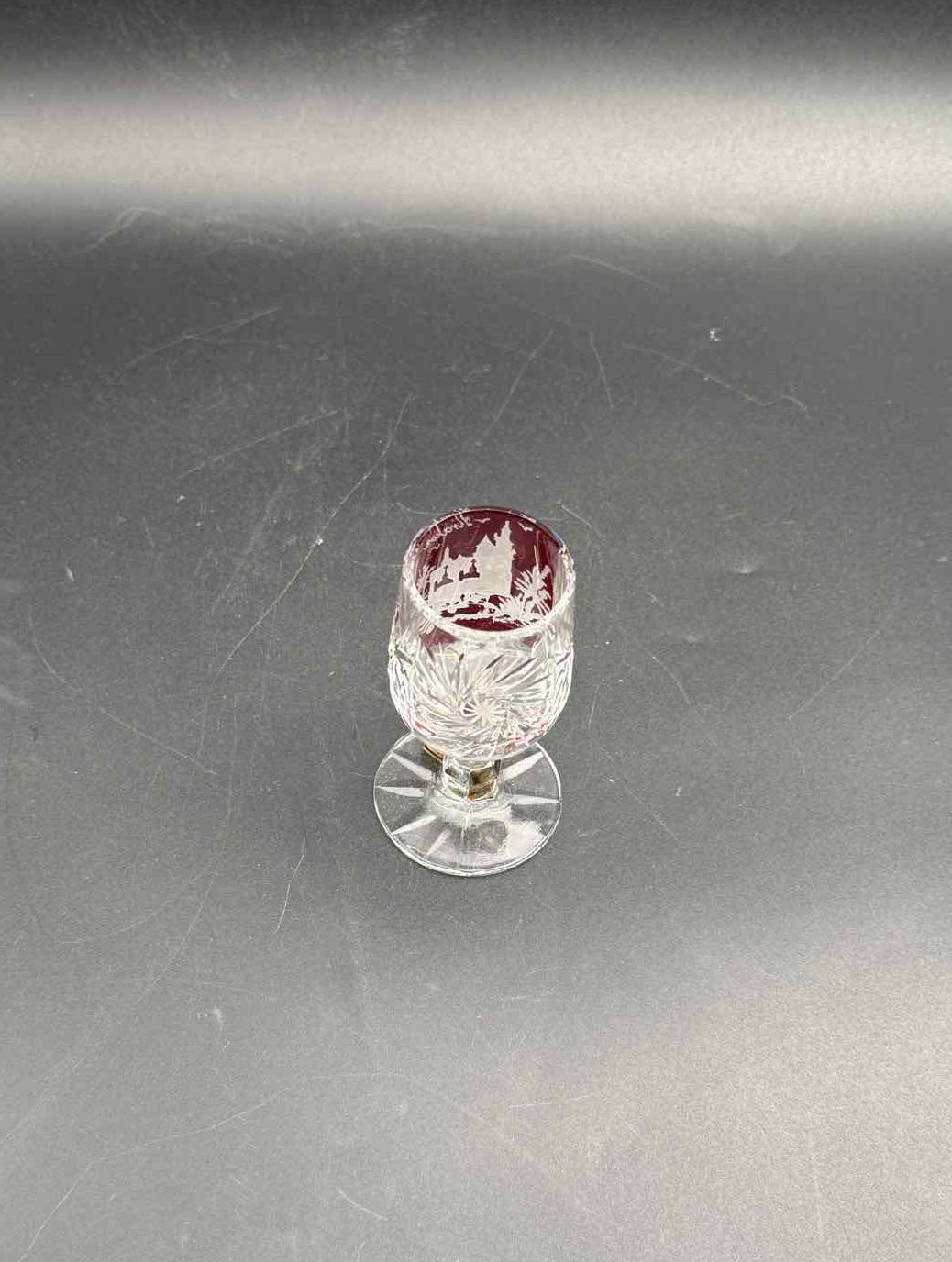 Vintage Handcut Krakow Poland Red Sherry Glasses Set of 6