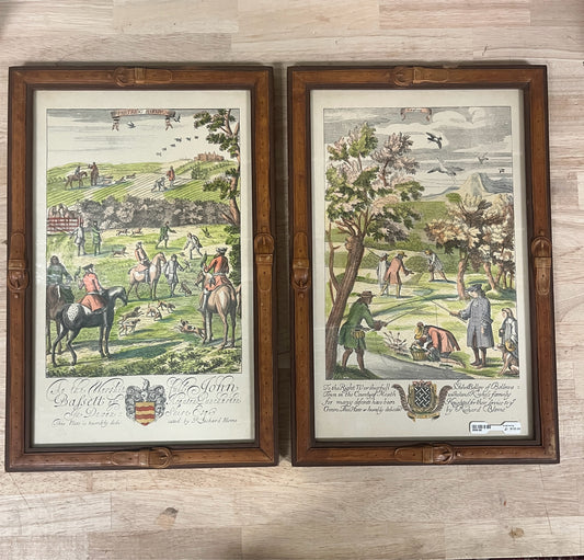 Pair of Hand Colored Prints by Richard Blome